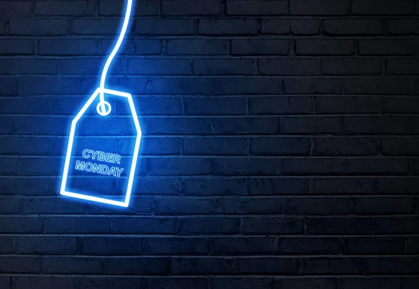 Cyber Poniedziałek Etykieta Lampy Elektrycznej Ścianie Koncepcja Cyberponiedziałku — Zdjęcie stockowe