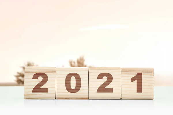 2021 Auf Dem Holzwürfel Frohes Neues Jahr 2021 — Stockfoto