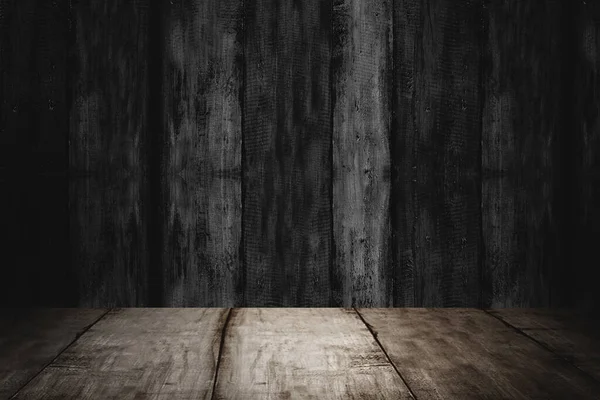 木制桌子 带有灰泥木墙背景 — 图库照片