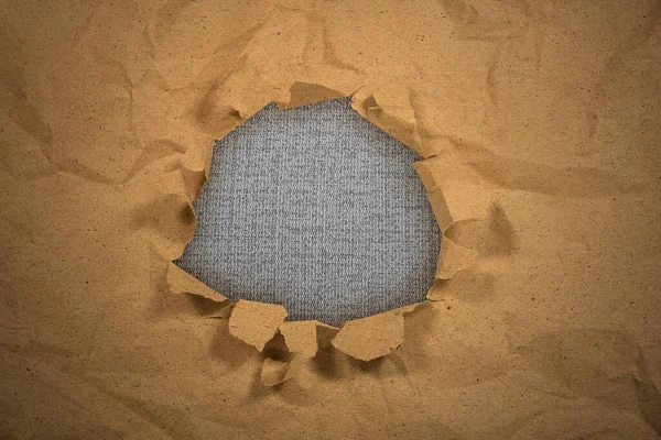 Paper Hole Torn Middle Black Background — Fotografia de Stock