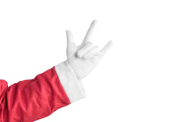 Papai Noel Com Gesto Mão Isolado Sobre Fundo Branco — Fotografia de Stock