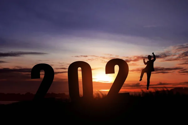 Silueta Gente Negocios Celebrando Año Nuevo Feliz Año Nuevo 2021 — Foto de Stock