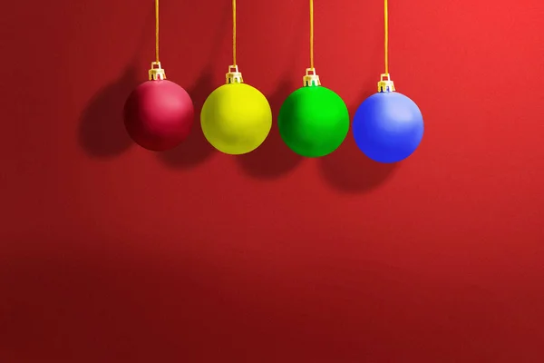 Bunte Weihnachtskugel Mit Farbigem Hintergrund Frohe Weihnachten — Stockfoto