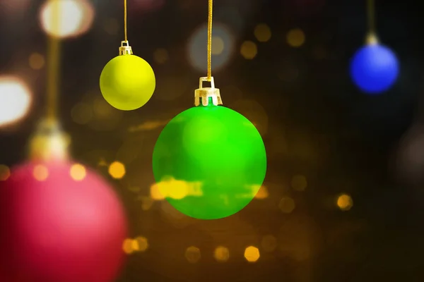 Bunte Weihnachtskugel Mit Farbigem Hintergrund Frohe Weihnachten — Stockfoto