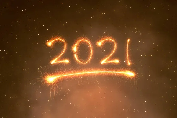 2021 Scintille Scritte Con Uno Sfondo Luminoso Felice Anno Nuovo — Foto Stock