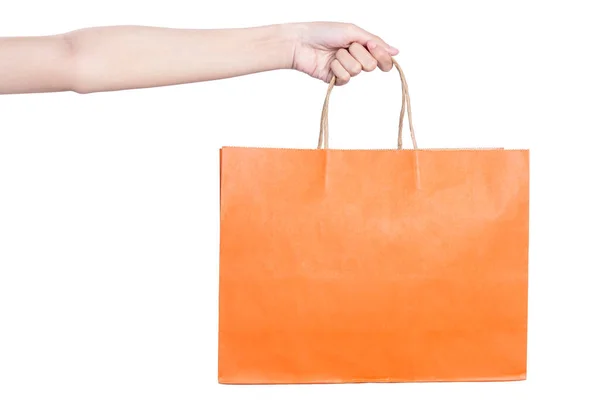 Borsa Shopping Colorata Tenuta Mano Isolata Sfondo Bianco — Foto Stock