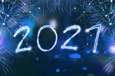2021 'de parlak bir arkaplan ile parlıyor. Mutlu yıllar 2021