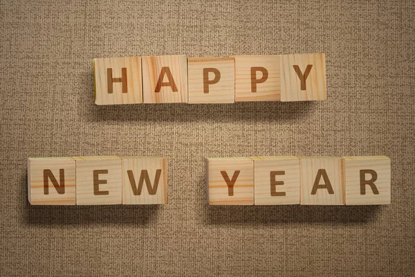 Feliz Año Nuevo Texto Cubo Madera Feliz Año Nuevo 2021 — Foto de Stock