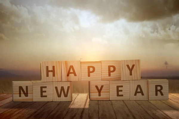 Feliz Año Nuevo Texto Cubo Madera Feliz Año Nuevo 2021 — Foto de Stock