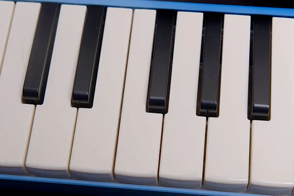 Instrumento Musical Órgano Soplado Pianica Con Fondo Negro — Foto de Stock