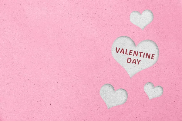 Corazón Con Texto Del Día San Valentín Fondo Pared Rosa —  Fotos de Stock