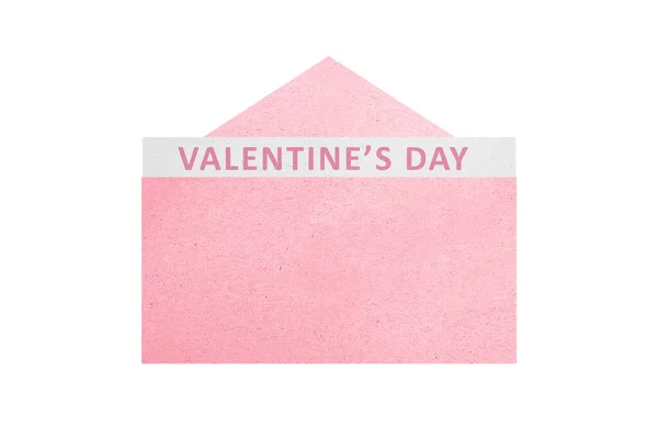 Opened Pink Envelope Valentines Day Text Isolated White Background — Stock Photo, Image