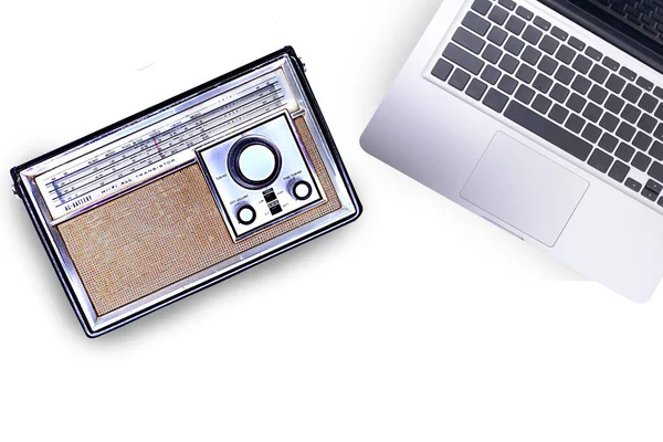 Old Radio Laptop Isolated White Background — Stock Photo, Image