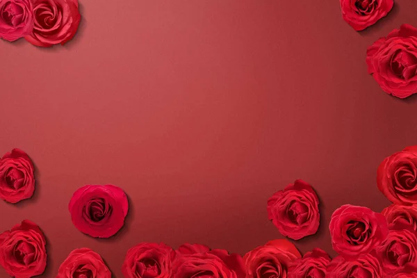 Rode Roos Een Gekleurde Achtergrond Valentijnsdag — Stockfoto