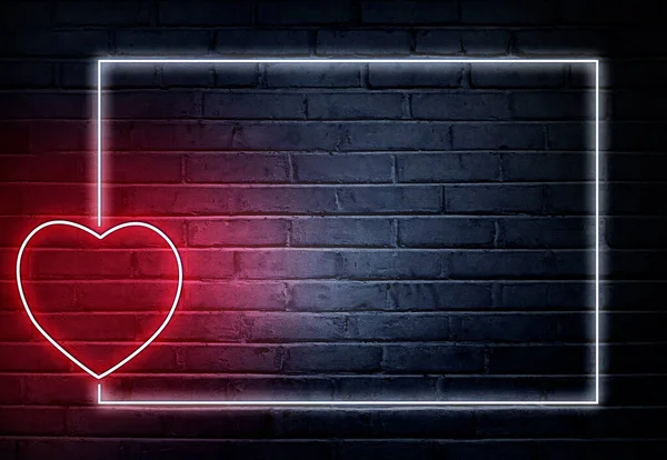 Серцева Форма Від Кольорових Неонових Вогнів Стіні Валентинів День — стокове фото