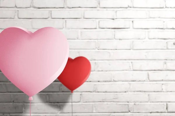Сердечный Шарик Фоне Кирпичной Стены День Святого Валентина — стоковое фото