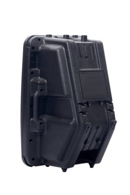 Siyah konuşmacı beyaz arkaplanda izole edildi