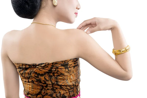 Vue Arrière Femme Asiatique Avec Costume Danse Traditionnelle Java Isolé — Photo