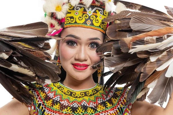 Femme Asiatique Dansant Kalimantan Oriental Danse Traditionnelle Giring Giring Danse — Photo