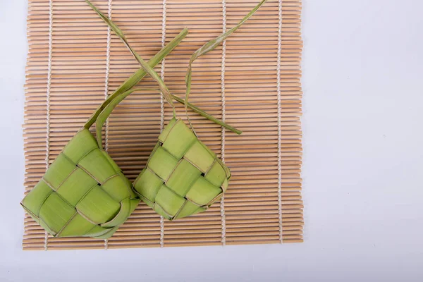 Ketupat Reisknödel Ist Ein Traditionelles Essen Indonesiens Eid Mubarak Auf — Stockfoto