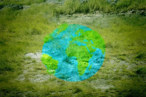 Motif Terre Sur Champ Herbe Verte Journée Mondiale Environnement — Photo