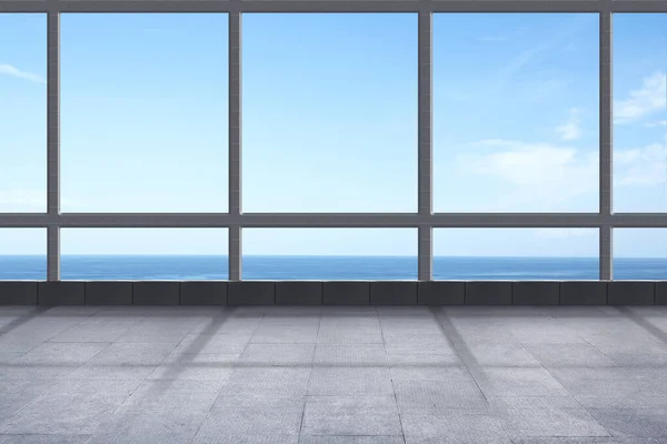 Empty Room Ocean View Blue Sky Background — Stock Photo, Image