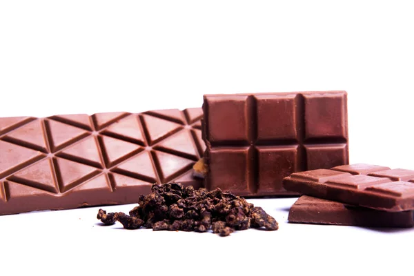 Barra Chocolate Aislada Sobre Fondo Blanco — Foto de Stock