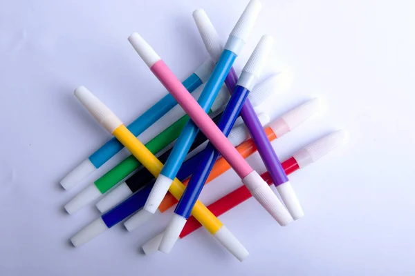 Colorful Markers White Background — Stock Photo, Image