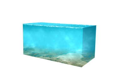 Okyanustaki mavi suyun sualtı görüntüsü. Çevre kavramı