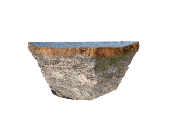 Underground Soil Layer Cross Section Earth Concrete Top Isolated White — Stock Photo, Image