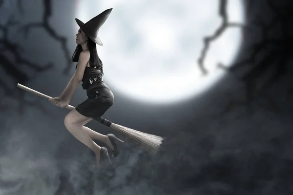 Bruxa voadora em uma vassoura - ícones de pessoas grátis