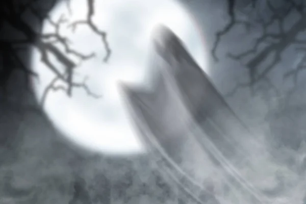 Fantasma Bianco Infestante Con Uno Sfondo Scena Notturna Concetto Halloween — Foto Stock