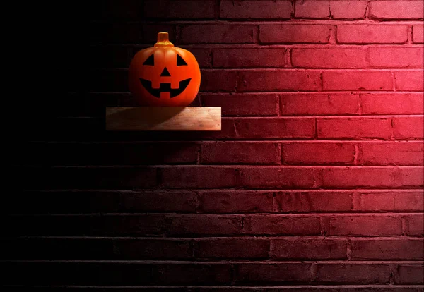 Jack Lantern Brick Wall Background — Stock Photo, Image