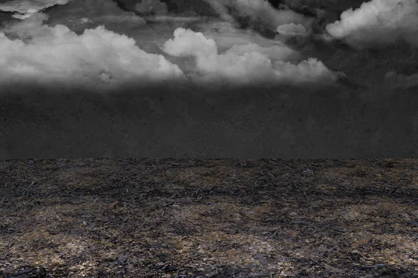 Paesaggi Nuvolosi Con Fondo Terra Parete Nera — Foto Stock