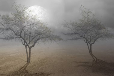 Gece karanlık bulutlu dolunay. Cadılar Bayramı konsepti