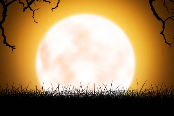 Fullmåne Med Mörka Molnlandskap Natten Halloween Konceptet — Stockfoto