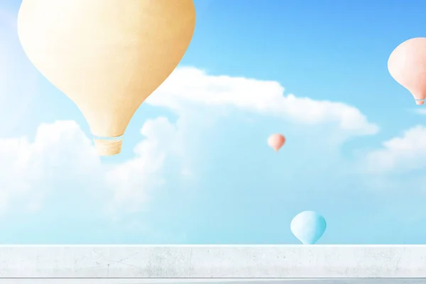 Balão Colorido Voando Com Fundo Azul Céu — Fotografia de Stock