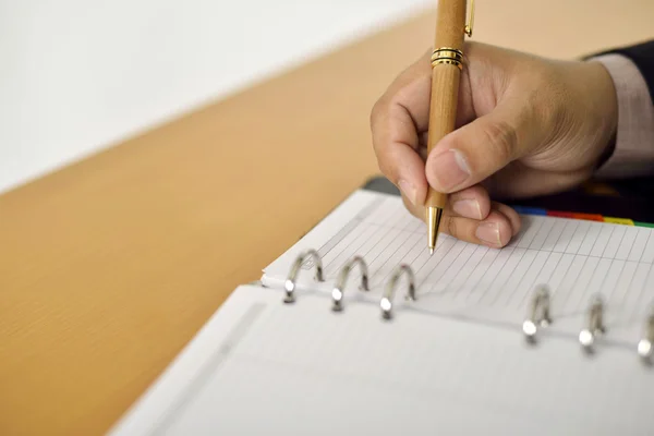 Business Man Writing On Agenda — Stock Photo, Image