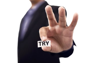 Deneyin metin ile kağıt tutan adam