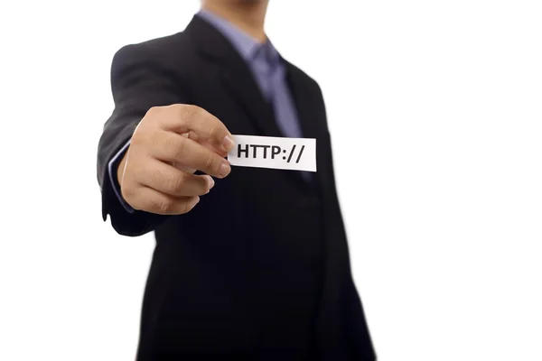 Man Holding Paper With HTTP  Text — Stock Photo, Image