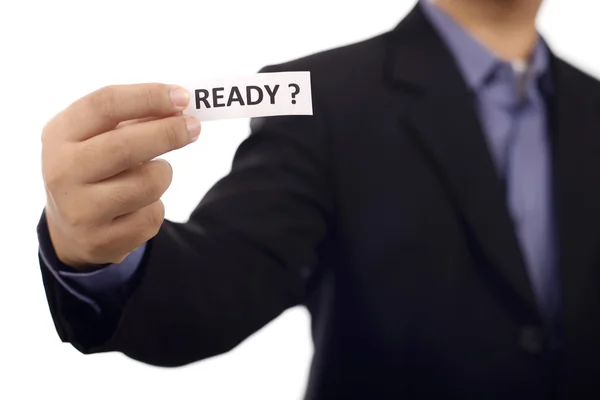 Man Holding Paper With Ready Text — Stock Photo, Image