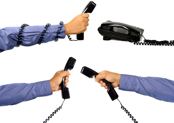 Set Of Male Hand Using Telephone — Stock Photo, Image
