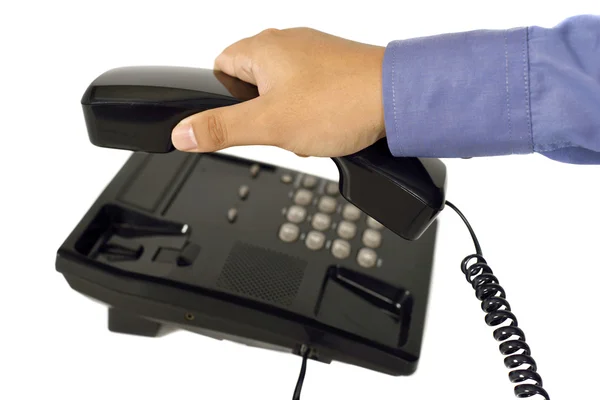 Male Hand Using Telephone — Stock Photo, Image