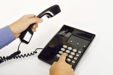 Man Using A Telephone clipart