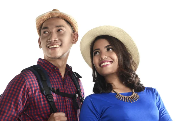 Asiático turista pareja sonriendo —  Fotos de Stock