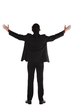 Asya iş adam ayakta Backview