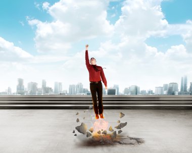 Yerden dışarı Asya iş adamı