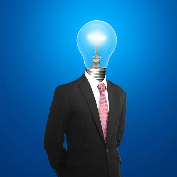 Business man with lamp head — Stock Photo, Image