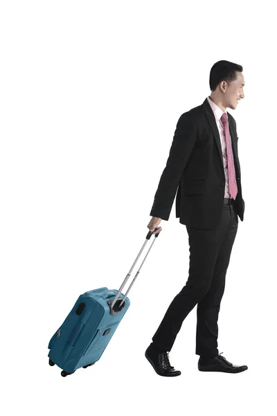 Business man walking with suitcase — Stock Photo, Image