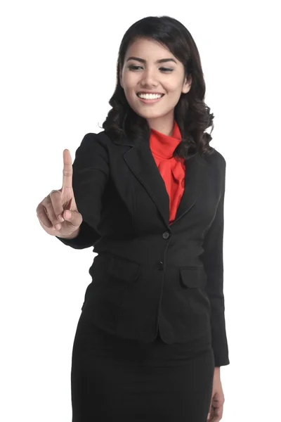 Asian business woman push something — Stock Photo, Image